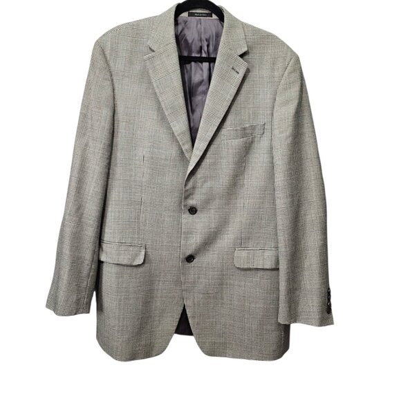 Lauren Ralph Lauren Suit Jacket Houndstooth Silk Wool Black And White Blazer - Picture 1 of 9